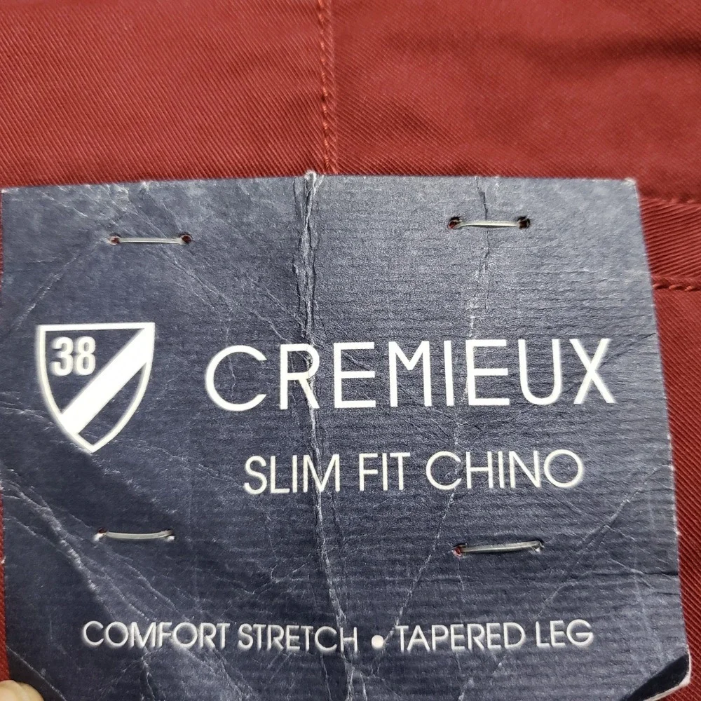 Men's Cremieux Comfort Stretch Slim Fit Flat Front Chino Pants 32x30.5 Red NEW